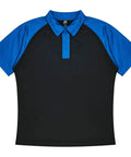 Aussie Pacific Manly Kids Polo Shirt 3318  Aussie Pacific BLACK/ELECTRIC ROYAL 4 