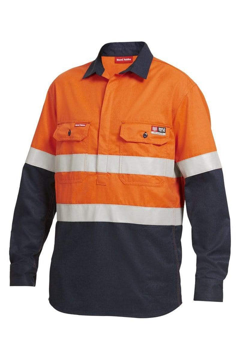 Hard Yakka Work Wear Orange/Navy / S Hard Yakka FR CF mens long sleeve shirt 2T TP Y04550