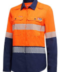 Hard Yakka Work Wear Orange/Navy / XS Hard Yakka len hi vis men's shirt FR LS 2T T WMNS Y08330