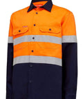 Hard Yakka Long Sleeve Hi Vis Taped Shirt Y04610 Work Wear Hard Yakka Orange/Navy (ONA) S 