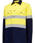 Hard Yakka Hi Vis Reflective Work Shirt Y04615 Work Wear Hard Yakka Yellow/Navy (YNA) S 