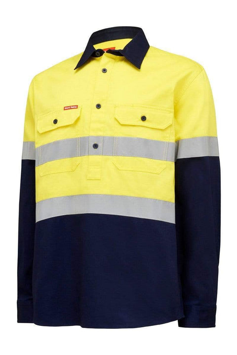 Hard Yakka Hi Vis Reflective Work Shirt Y04615 Work Wear Hard Yakka Yellow/Navy (YNA) S 