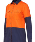Hard Yakka Women's Work Hi Vis Shirt Y08225 Work Wear Hard Yakka Orange/Navy 8 