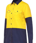 Hard Yakka Women's Work Hi Vis Shirt Y08225 Work Wear Hard Yakka Yellow/Navy 8 