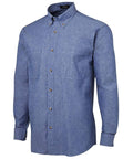 Jb's Wear Corporate Wear JB'S Long Sleeve Cotton Chambray Shirt Blue Stitch 4CUL