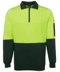 Jb's Wear Work Wear Lime/Bottle / S JB'S Hi-Vis 1/2 Zip Fleecy Sweatshirt 6HVFH