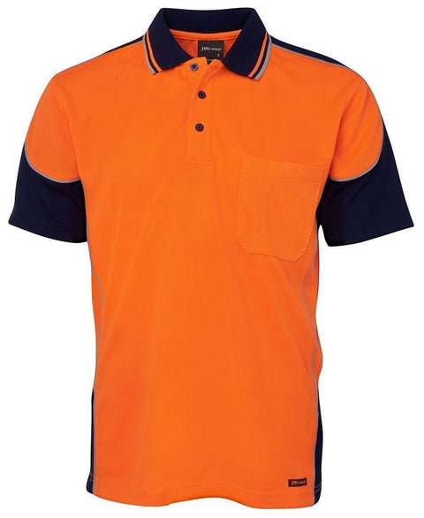 Jb's Wear Work Wear Orange/Navy / S JB'S Hi-Vis Contrast Piping Polo 6HCP4