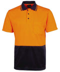 Jb's Wear Work Wear Orange/Navy / XS JB'S Hi-Vis Jacquard Non Cuff Polo 6HJNC