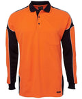 Jb's Wear Work Wear Orange/Navy / XS JB'S Hi-Vis Long Sleeve Arm Panel Polo 6AP4L