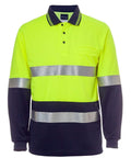 Jb's Wear Work Wear Lime/Navy / XS JB'S Hi-Vis Long Sleeve Cotton Back Polo 6HMCB