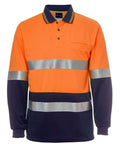 Jb's Wear Work Wear Orange/Navy / XS JB'S Hi-Vis Long Sleeve Cotton Back Polo 6HMCB