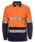 Jb's Wear Work Wear Orange/Navy / XS JB'S Hi-Vis Long Sleeve(D+N) Traditional Polo 6HVSL