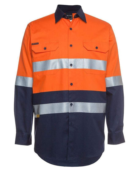 Jb's Wear Work Wear Orange/Navy / XS JB'S Hi-Vis Long Sleeve Shirt 6HLS