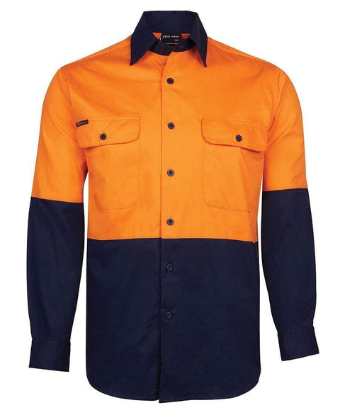 Jb's Wear Work Wear Orange/Navy / M JB'S Hi-Vis Long Sleeve Shirt 6HWSL
