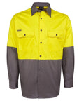 Jb's Wear Work Wear Yellow/Charcoal / 3XS JB'S Hi-Vis Long Sleeve Shirt 6HWSL