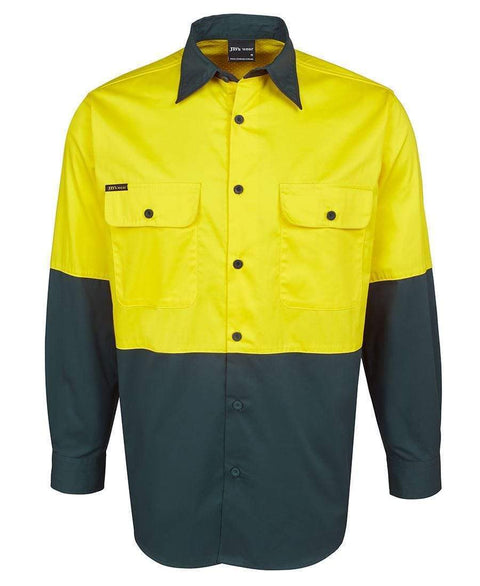 Jb's Wear Work Wear Yellow/Green / 3XS JB'S Hi-Vis Long Sleeve Shirt 6HWSL