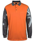 JB'S Wear Work Wear Orange/Charcoal / 2XS JB's Hi vis long sleeve Southern Cross polo 6HSCL