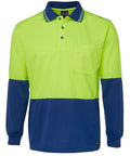Jb's Wear Work Wear Lime/Royal / XS JB'S Hi-Vis Long Sleeve Traditional Polo 6HVPL