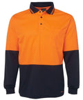 Jb's Wear Work Wear Orange/Navy / XS JB'S Hi-Vis Long Sleeve Traditional Polo 6HVPL