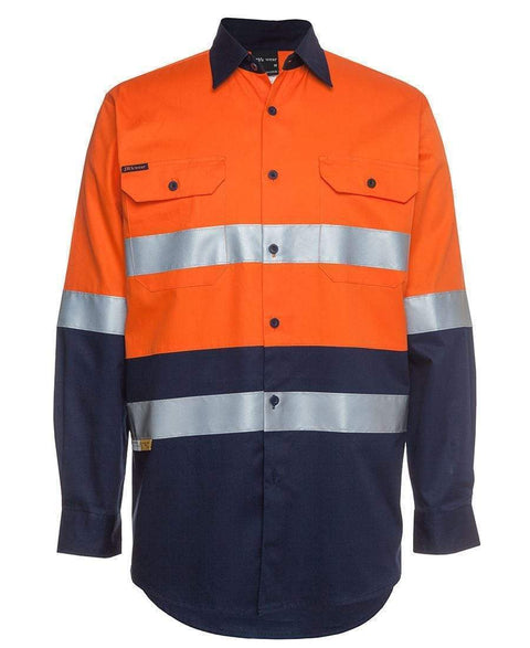 Jb's Wear Work Wear Orange/Navy / 3XS JB'S Hi-Vis Long Sleeve Work Shirt 6DNWL
