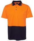 Jb's Wear Work Wear Orange/Navy / XS JB'S Hi-Vis Non-Cuff Short Sleeve Cotton Back Polo 6NCCS