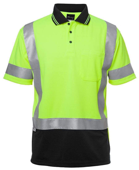 Jb's Wear Work Wear Lime/Black / XS JB'S Hi-Vis Short Sleeve H Pattern Trad Polo 6DHS