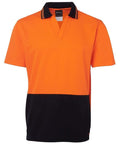 Jb's Wear Work Wear Orange/Navy / XS JB'S Hi-Vis Short Sleeve Non Button Polo 6HNB