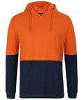 JB'S Wear Work Wear Orange/Navy / 2XS Jb's Hv L/s Cotton Tee With Hood 6HCTL