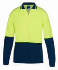 Jb's Wear Work Wear Lime/Navy / XS JB'S Hi-Vis Long Sleeve Non Button Polo 6HNBL