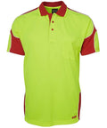 Jb's Wear Work Wear Lime/Red / XS JB'S Hi-Vis Short Sleeve Arm Panel Polo 6AP4S