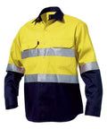 KingGee Work Wear Yellow/Navy / S KingGee Hi-Vis Reflective Spliced Drill Shirt L/S K54315