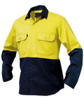 KingGee Work Wear Yellow/Navy / S KingGee Hi-Vis Spliced Drill Shirt L/S  K54015