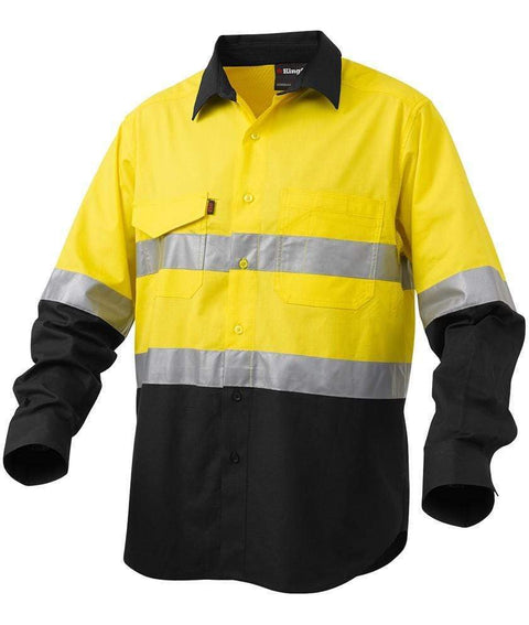 KingGee Work Wear Yellow/Black / 2XS KingGee Workcool 2 Hi-Vis Reflective Spliced Shirt L/S  K54880