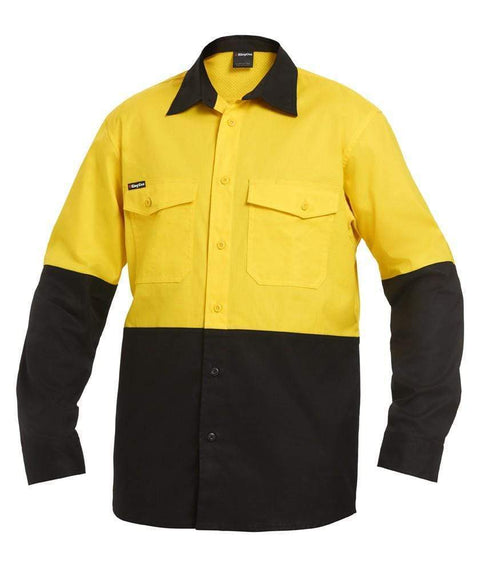 KingGee Work Wear Yellow/Black / 2XS KingGee Workcool 2 Hi-Vis Spliced Shirt L/S K54870