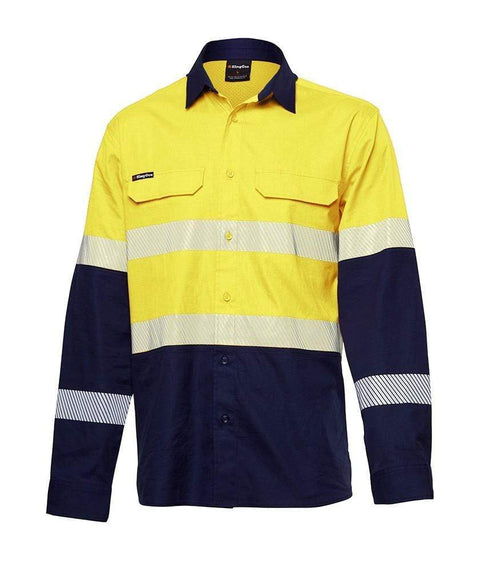 KingGee Work Wear Yellow/Navy / XS KingGee Workcool Pro Hi Vis Reflective Shirt L/S  (NEW) K54028