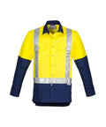 Syzmik Work Wear Yellow/Navy / S SYZMIK Men’s Hi-Vis Spliced Shoulder Taped Industrial Shirt ZW124
