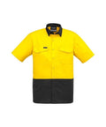 Syzmik Work Wear Yellow/Charcoal / XXS SYZMIK Men’s Rugged Cooling Hi-Vis Spliced S/S Shirt ZW815