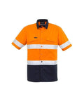 Syzmik Work Wear Orange/Navy / XXS SYZMIK Men’s Rugged Cooling Taped Hi-Vis Spliced S/S Shirt ZW835