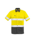 Syzmik Work Wear Yellow/Charcoal / XXS SYZMIK Men’s Rugged Cooling Taped Hi-Vis Spliced S/S Shirt ZW835