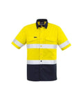 Syzmik Work Wear Yellow/Navy / XXS SYZMIK Men’s Rugged Cooling Taped Hi-Vis Spliced S/S Shirt ZW835