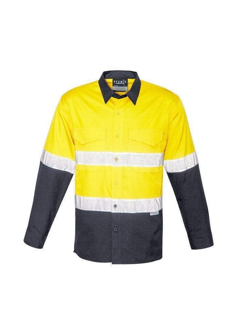 Syzmik Work Wear Yellow/Charcoal / S Syzmik Men’s Rugged Cooling Taped Hi-Vis Spliced Shirt ZW129