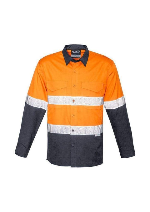 Syzmik Work Wear Orange/Charcoal / S Syzmik Men’s Rugged Cooling Taped Hi-Vis Spliced Shirt ZW129