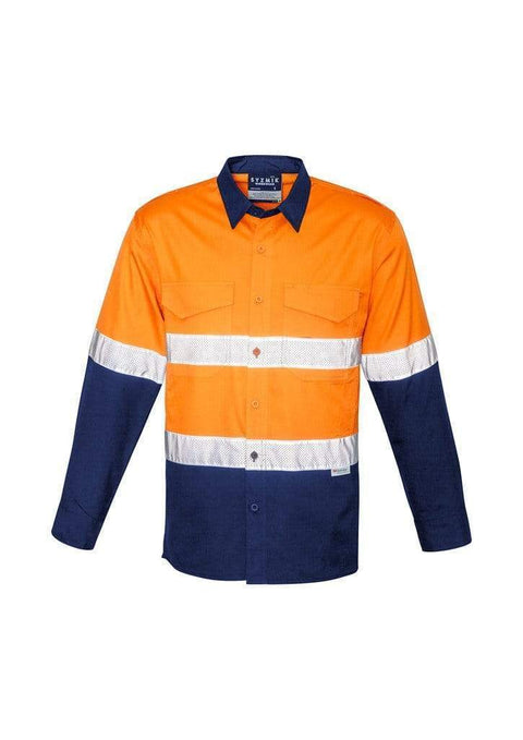 Syzmik Work Wear Orange/Navy / S Syzmik Men’s Rugged Cooling Taped Hi-Vis Spliced Shirt ZW129