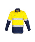 Syzmik Work Wear Yellow/Navy / 7XL SYZMIK mens hi vis closed front l/s shirt - hoop taped zw550