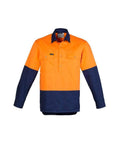 Syzmik Work Wear Orange/Navy / XXS SYZMIK mens hi vis closed front l/s shirt zw560