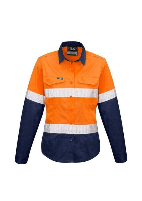 Syzmik Work Wear Orange/Navy / 8 SYZMIK Women’s Rugged Cooling Taped Hi-Vis Spliced Shirt ZW720