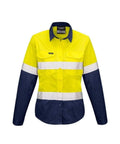 Syzmik Work Wear Yellow/Navy / 8 SYZMIK Women’s Rugged Cooling Taped Hi-Vis Spliced Shirt ZW720