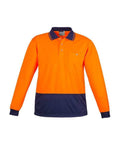 Syzmik Work Wear Orange/Navy / XXS Unisex Hi Vis Basic Spliced Polo - Long Sleeve ZH232