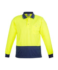 Syzmik Work Wear Yellow/Navy / XXS Unisex Hi Vis Basic Spliced Polo - Long Sleeve ZH232