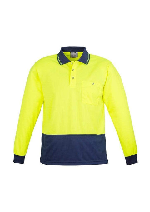 Syzmik Work Wear Yellow/Navy / XXS Unisex Hi Vis Basic Spliced Polo - Long Sleeve ZH232